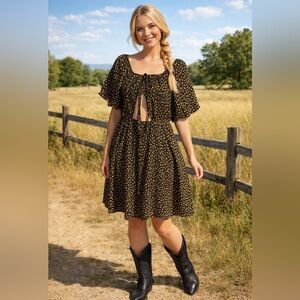 Floral Black & Gold Women's Dress
